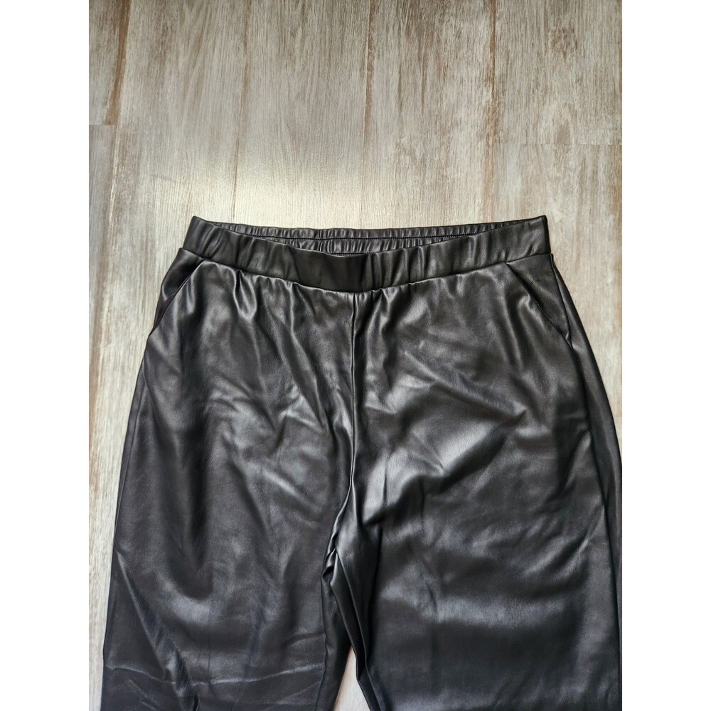 Juicy Couture Faux Leather Jogger Pants Black Fleece Lined Pull On Womens XL EUC - Picture 2 of 10